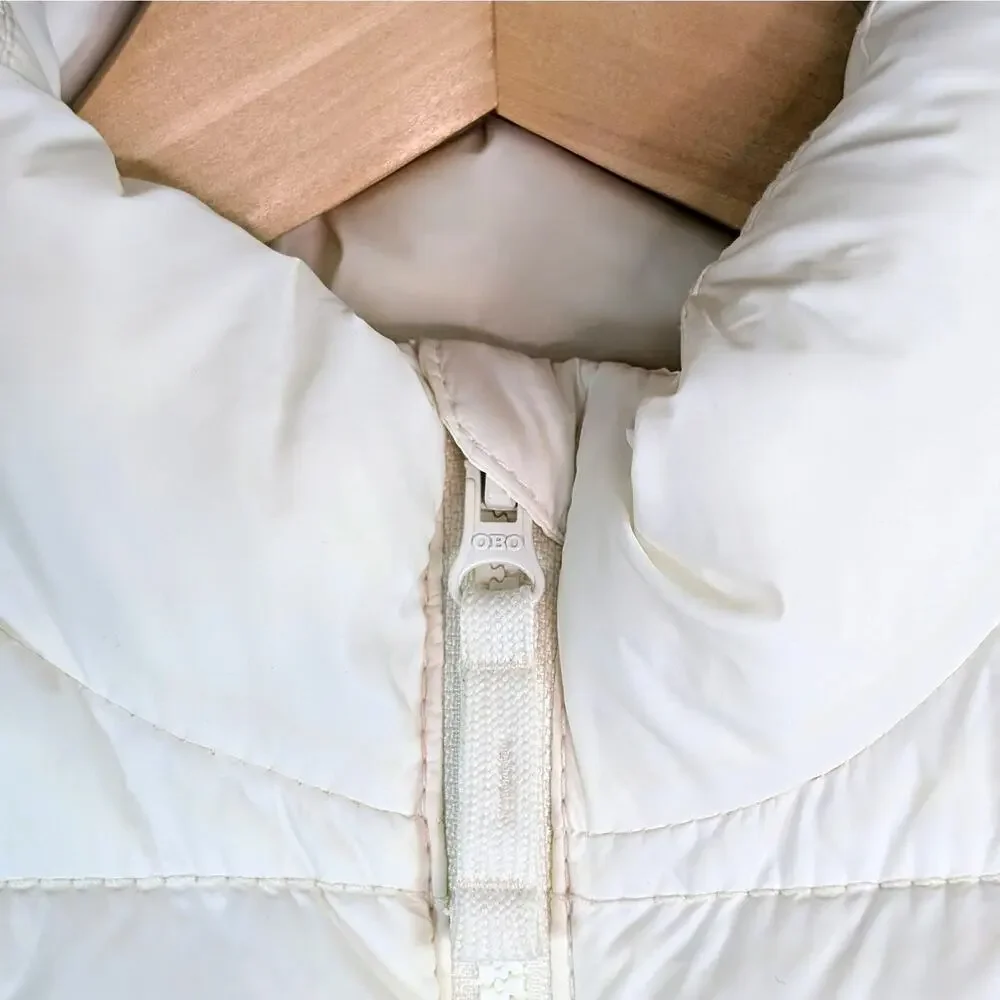 Old Navy Frost Free Puffer Vest Girls Large Cream Full Zip Classic Preppy Cozy